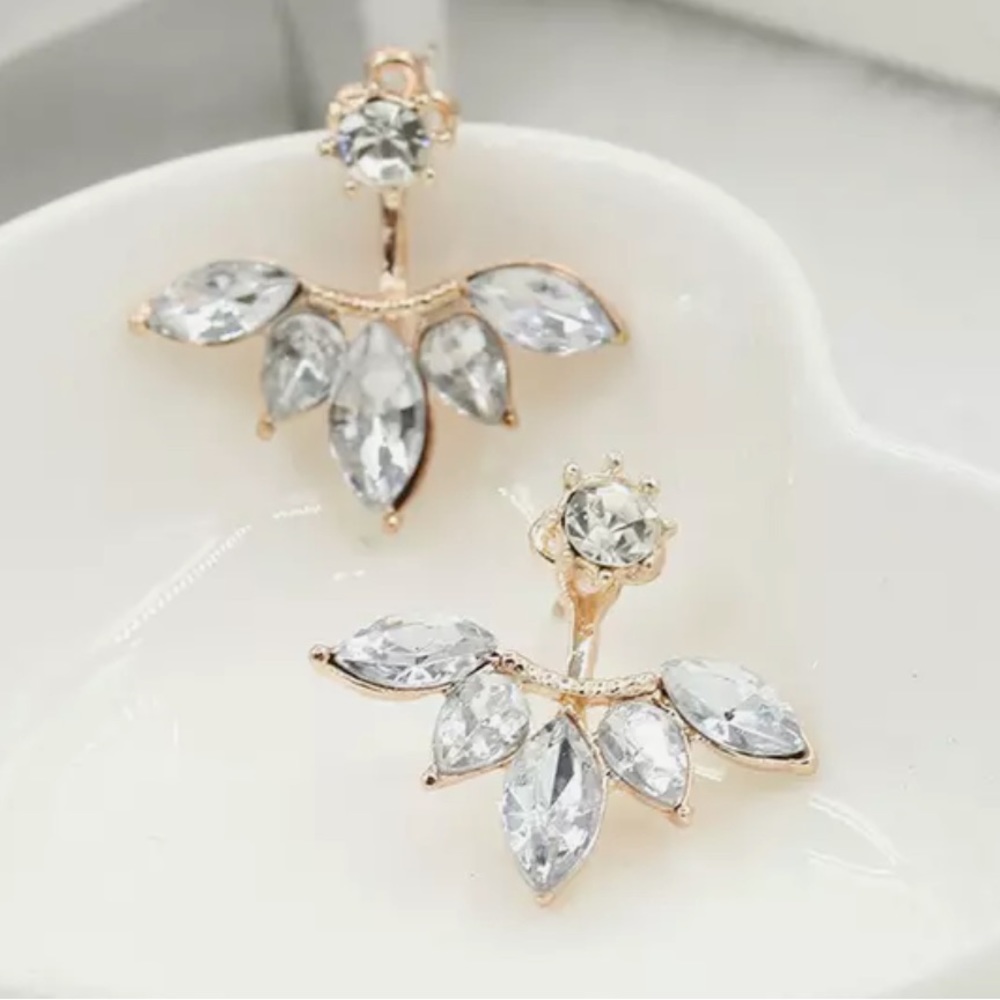 Gold Crystal Jacket Earrings